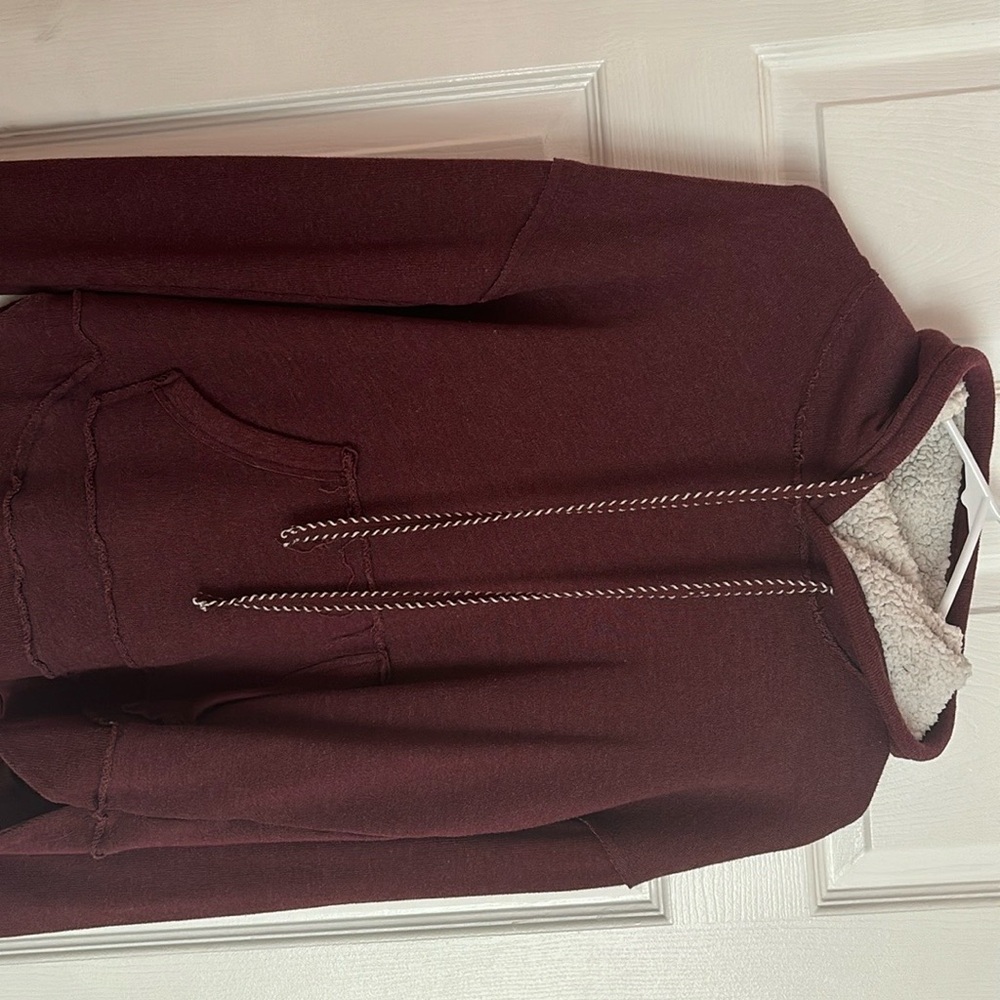Cozy Maroon Hoodie with Sherpa Lining